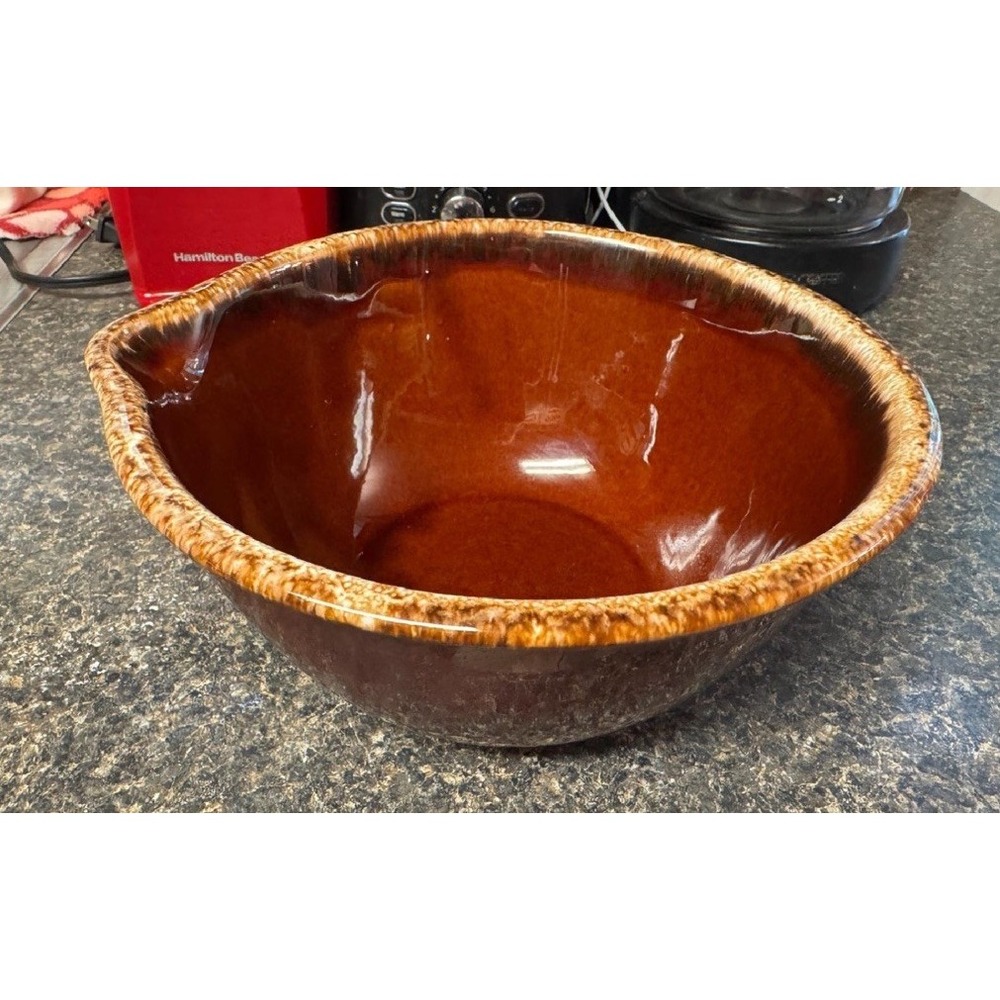 VTG McCoy Pottery Brown Drip 8" Lip Spouted Mixing Bowl Oven Proof USA EVC